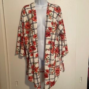 Lime n Chili Red Floral Open Cardigan